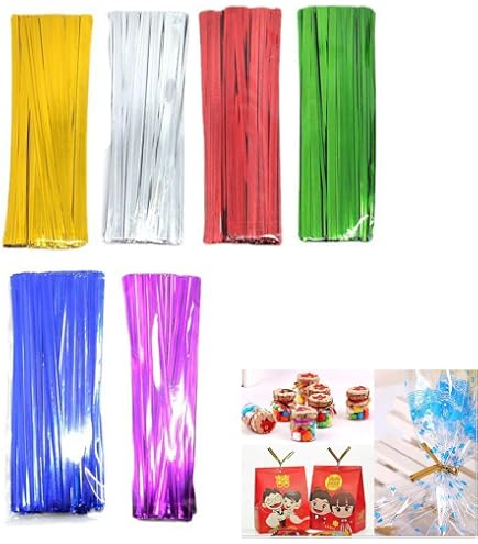 100pcs 6-Inch Metallic Green Twist Ties – Decorative Wire Ties For Gift Bags, Crafts & Party Favors