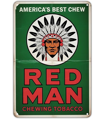 Amazon.com: Red Man Chewing Tobacco Vintage Look Metal Sign Home Decor 12x8  inches : Home & Kitchen