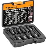 12-Piece Magnetic Tap Socket Set, 1/4" &amp; 3/8" Square Drive Tap Handle Tool | Fits M1.5-M14, for Tight Spaces, Cr-V Steel, Black Oxide Coating, Laser-Etched Markings, 2 Socket Adapters, Storage Case