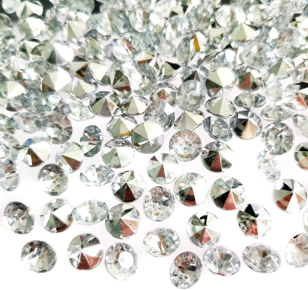 Vase Fillers - HappyFiller 780 Pcs Acrylic Rhinestones Diamond 0.4 Inch,Craft Projecting,Photo Frame Jewelry Box Bling DIY Gems,Vase Fillers,Wedding Centerpiece,Party Confetti,Table Scatter(Clear with Silver Back)