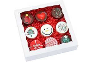 XINHPKGG 50pcs Pie Boxes 8x8x2 Inch Bakery Boxes with window Cookie Box Treat Box for Macaron Dessert Chocolate Covered Straw