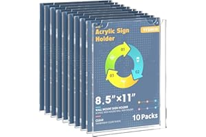 YYSWIIN 8.5 x 11 Acrylic Sign Holder 10 Packs Poster Frame Wall Mounted with 3M Tape and Mounting Screws