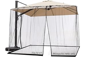 SOOSPE-MZ 10ft Patio Mosquito Netting Patio Umbrella Cover Mosquito Netting Screen,Windproof Anti-Mosquito with Zipper Portab