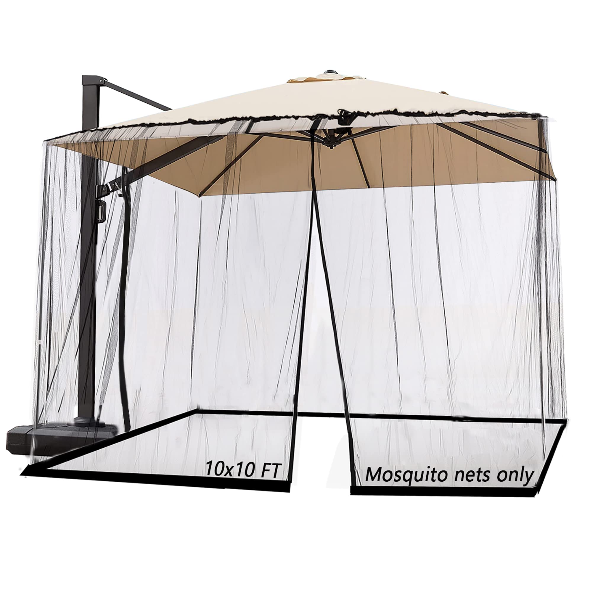 Photo 1 of SOOSPE-MZ 10ft Patio Mosquito Netting Patio Umbrella Cover Mosquito Netting Screen,Windproof Mosquito with Zipper Portable Foldable Umbrella Mosquito Net?10'10'7.6'? (Black)