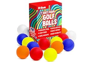 D-Xam Foam Golf Balls Bulk Practice Golf Ball Soft Multicolor, Yellow, White or Orange | Long Lasting & Realistic Feel | Limited Flight Use Indoors Outdoors Backyard Training