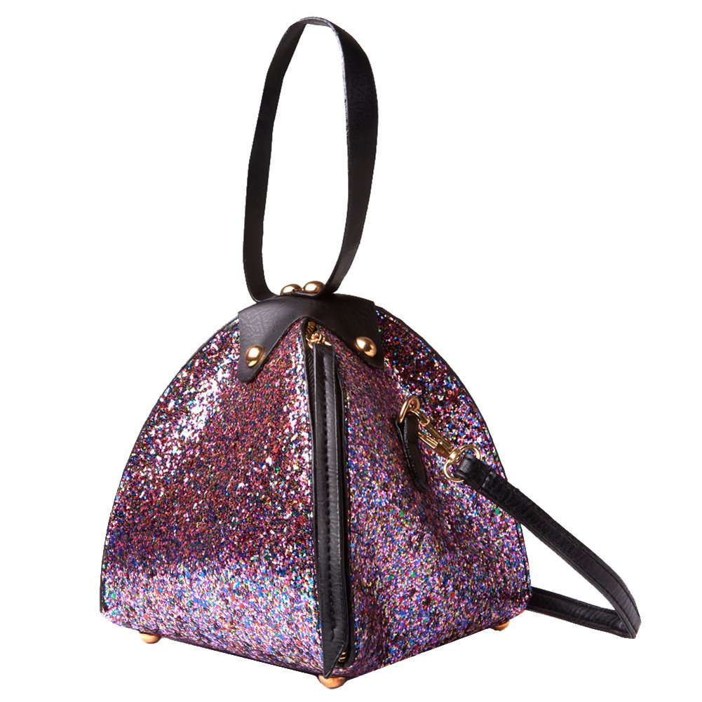 Accessoryo Pink Glitter Wristlet Pyramid Clutch Bag Totes Bag Evening Clutch HandBag Banquet Bag For Party Wedding Prom
