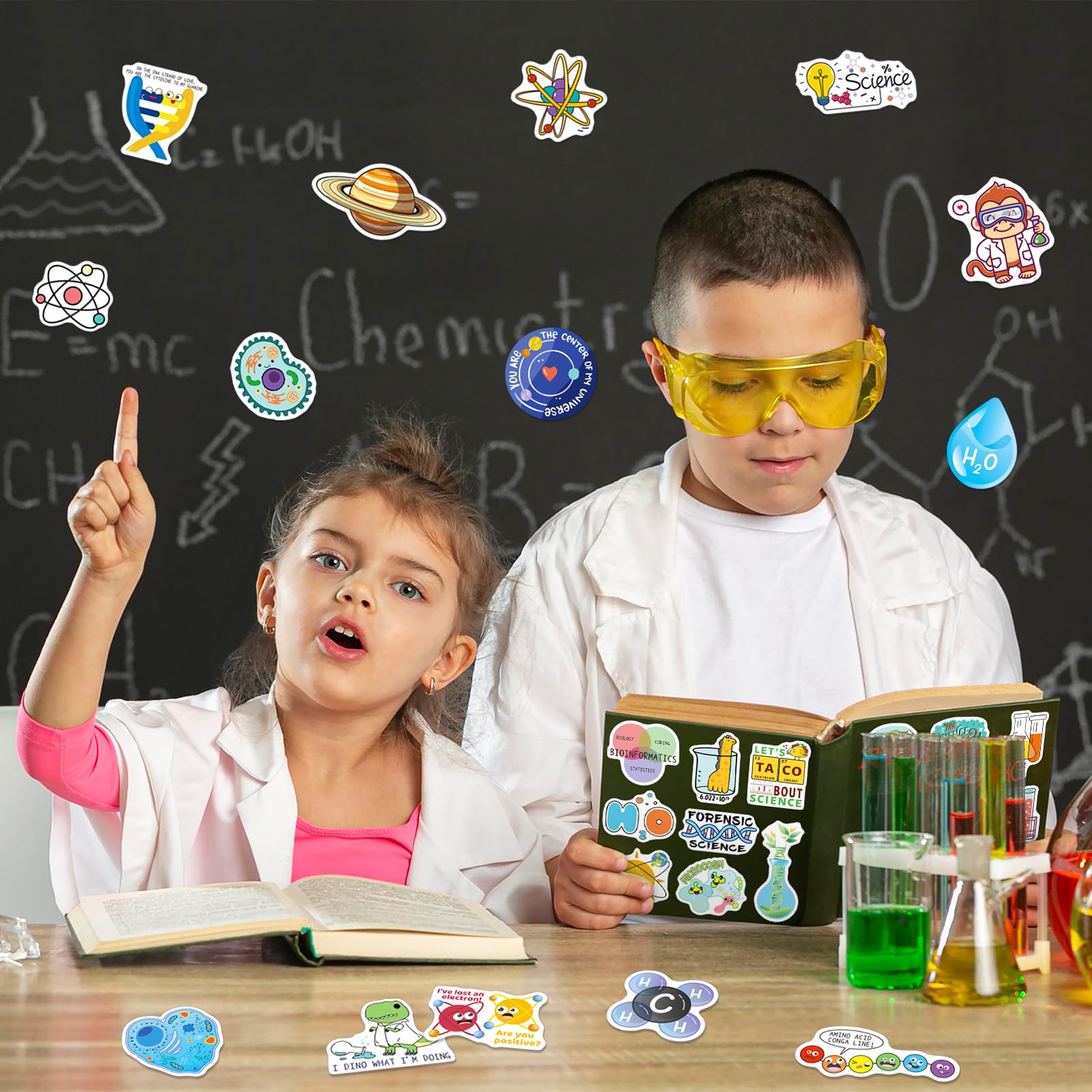Primary Science Kids Sticker Mua 200PCS Science Stickers Chemistry Biology Physics Stickers for ...