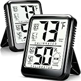 Antonki 2 Pack Room Thermometer Indoor Hygrometer with Max/Min Record | W/ Battery, 24h Max/Min Record, Accurate Sensor, Fast Refresh, Easy to View, ℉/℃, Durable Kickstand, Compact, for Home Office