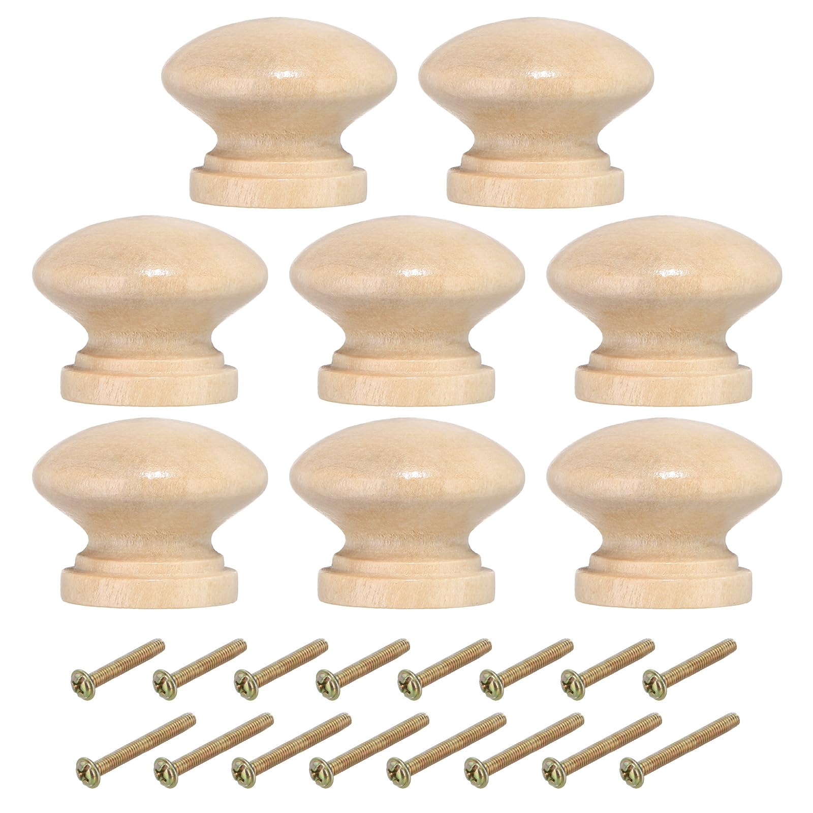 PATIKIL 1-1/8 Inch Knobs, 8 Pcs Round Drawer Dresser Knobs Wood Handles Knobs Drawer Pulls with Screws for Kitchen Cupboard Furniture Door, Wood Color