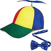 Framendino, Propeller Hat Detachable Helicopter Top Cap Brim Baseball Hats with Adjustable Bow Tie for Adult