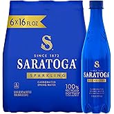 Saratoga Sparkling Water Bottles, 6-Pack &ndash; Carbonated Spring Bottled Water &ndash; Recycled PET Plastic Bottles &ndash; 16 Fl Oz