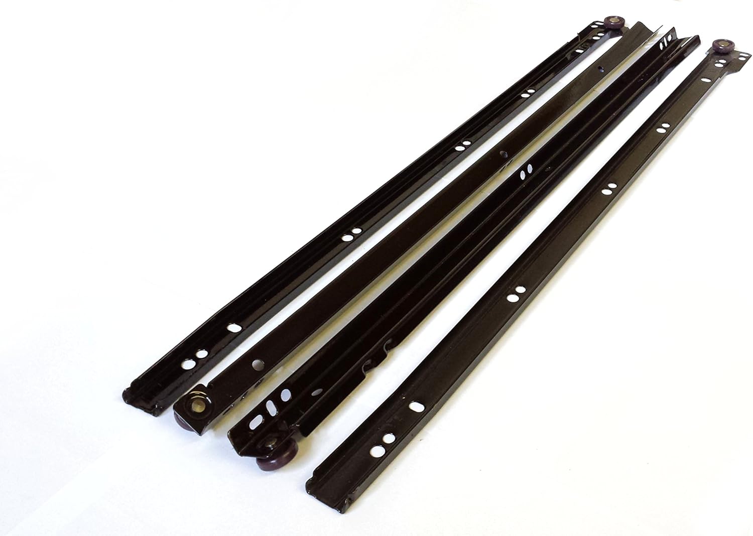 Metal Roller Bottom Fix Drawer Runners 250mm 600mm Brown 1 Pair