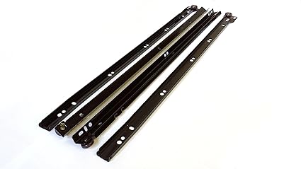 Metal Roller Bottom Fix Drawer Runners 250mm 600mm Brown 1 Pair