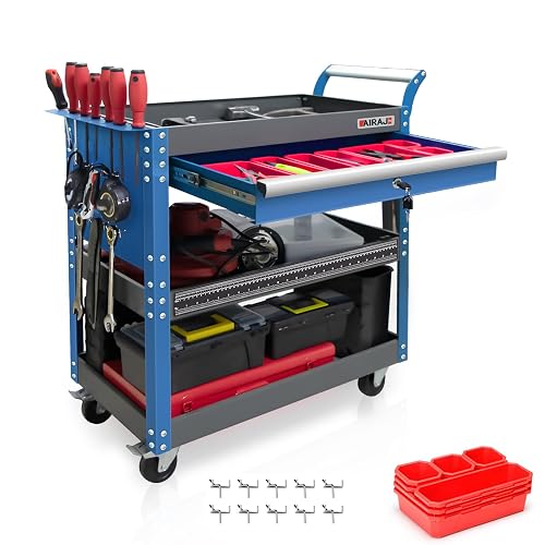 AIRAJ PRO Heavy Duty 3 Tier Rolling Tool Cart,440LBS Mechanic Tool Cart ...