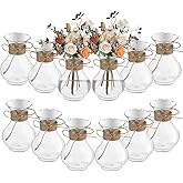 Bokon 5.7" Plastic Small Vases for Centerpieces, Plastic Bud Vase Bulk, Hyacinth Avocado Growing Vases, Tiny Flower Bulb Plant Propagation Containers for Wedding Living Room Table Decorations(12 Pcs)