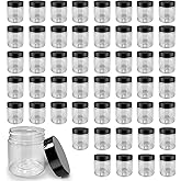 50 Pack 4 oz Clear Plastic Jars with Lids - Small/Mini Containers for Slime, Ointments，Creams, Samples, Eyeshadow, Travel Storage， Makeup, Lotion, and Body Butter.