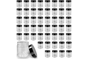 PYYZHALI 50 Pack 4 oz Clear Plastic Jars with Lids - Small/Mini Containers for Slime, Ointments，Creams, Samples, Eyeshadow, Travel Storage， Makeup, Lotion, and Body Butter.