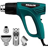 Heat Gun Dual Temperature Settings, PRULDE N2190 1500W Hot Air Gun 800°F - 1112°F, Overload Protection with 4 Metal Nozzle At