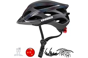 KINGBIKE Bike Helmet for Adult Men Women Youth Road Commute Mountain Cycling Helmets with USB Rechargeable Light Replaceable Padding and Visors Lightweight 20.4-23.6in