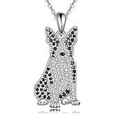 JERWLI Boston Terrier Gifts 925 Sterling Silver Boston Terrier Pendant Necklace Dog Jewelry Gifts for Women
