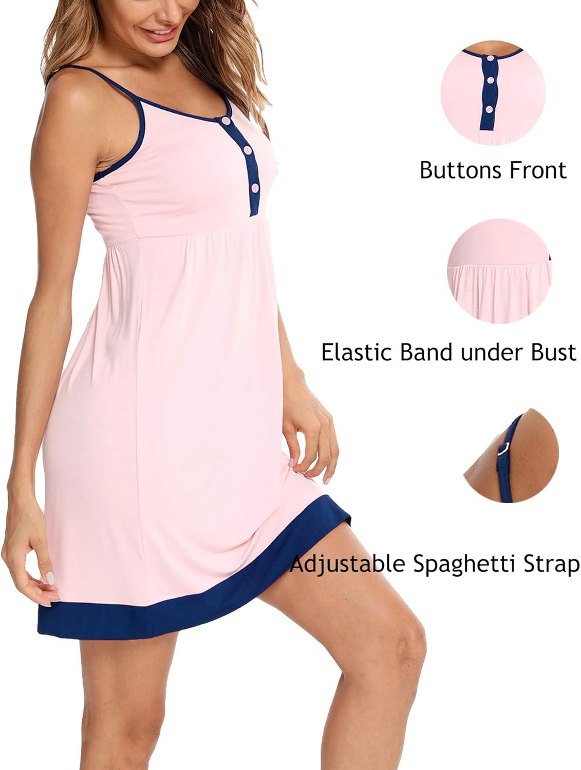 LecGee Women's Nursing Nightgown Button Maternity Dress Breastfeeding Hospital Gown Sleepwear Sleeveless Nightdress at  Women’s Clothing store