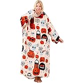 Moinlizy Wearable Blanket Hoodie, Long Thick Hooded Blanket Oversized for Adults Women Men with Pocket and Sleeves