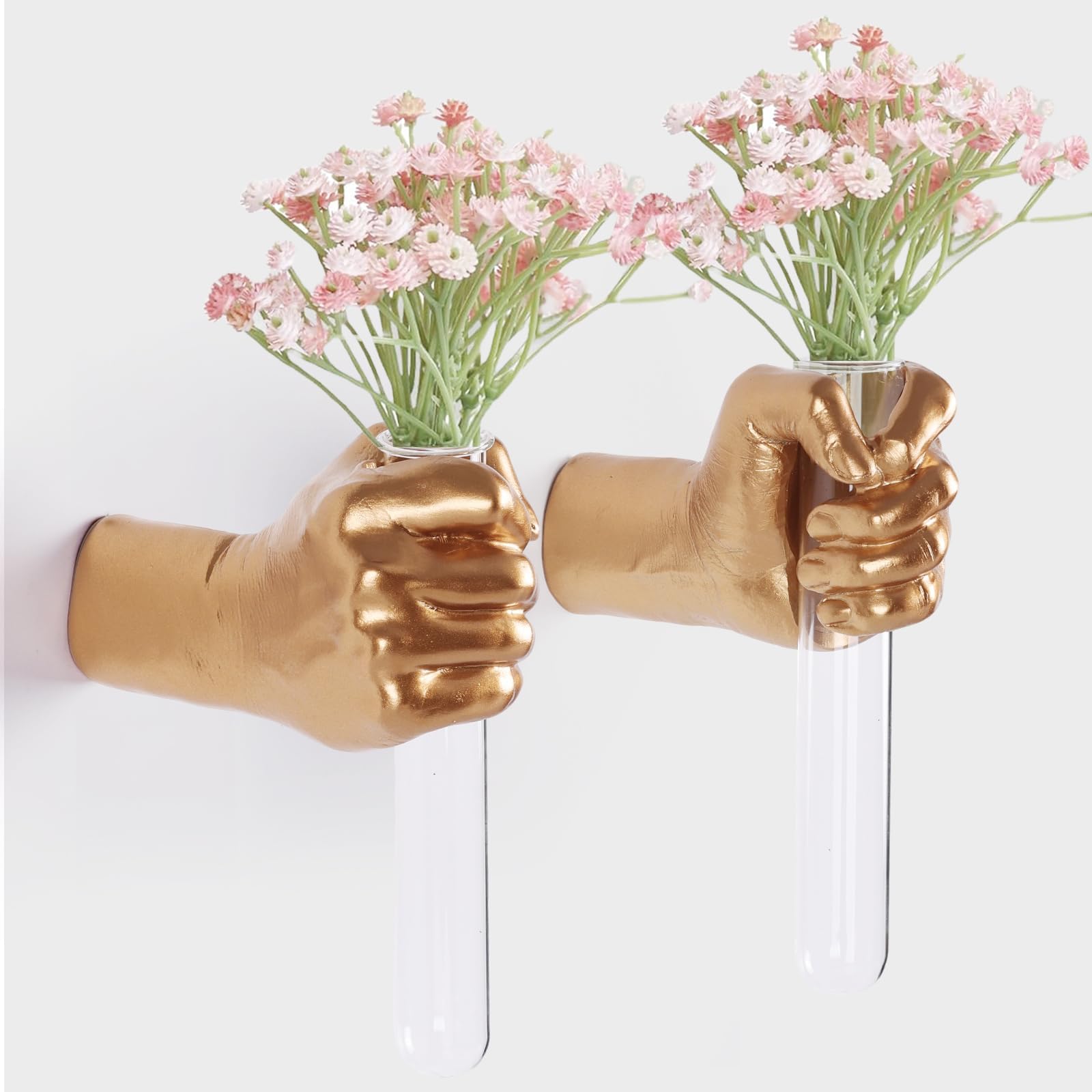 Photo 1 of Gold Wall Sculptures - Hand Wall Mounted Decor,Unique Wall Spooky Hand Decor, Hanging Vase for Unique Decoration in Living Rooms, Entrance and Room,Palmistry vase Statue (Gold)