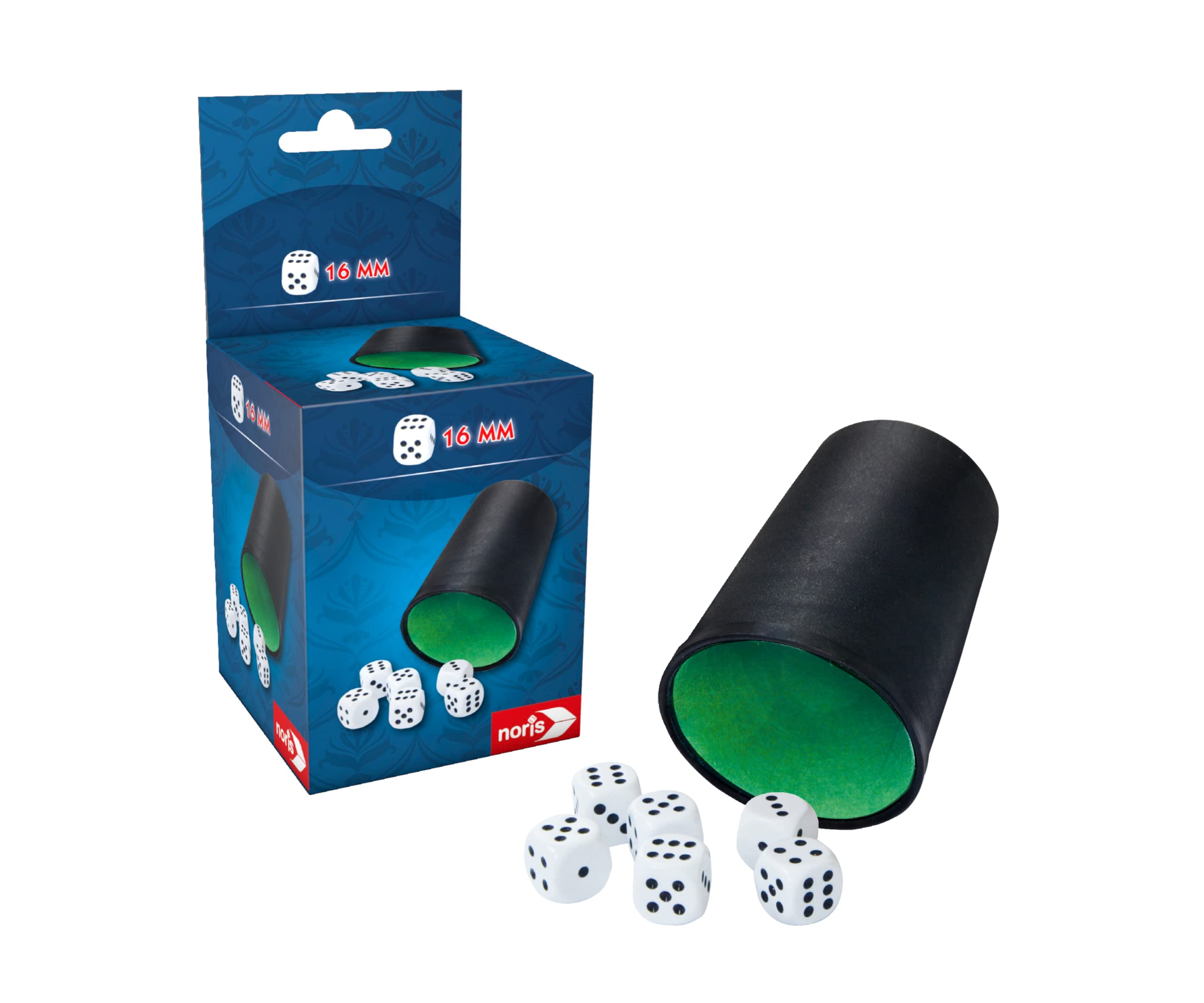 Noris 606154512 Dice Cup with 6 Dice, Versatile Dice Set for Players from 3 Years, Green