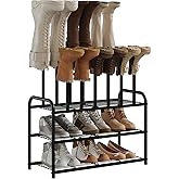 Kitsanery Shoe Rack - 3-Tier Metal Boot Rack Organizer for Entryway, Closet & Garage, Free Standing Shoe Shelf for Storage Tall Boots, Sneakers, Cowboy Boots, Black (Medium - 6 Pairs)