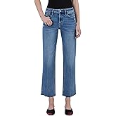 Lovervet by VERVET Women's High Rise Raw Hem Ankle Straight Jeans