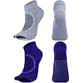 LEMON GIRL 2/3 Pairs Non-Slip Yoga Socks for Women Toeless Pilates Socks Ideal for Yoga Pilates US 5-9.5