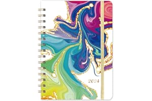 VINDORA 2024 Planner - Planner 2024, Weekly & Monthly Planner, Jan 2024 - Dec 2024, 8.5" x 6.4", Planner with Hardcover, Twin-Wire Binding, Elastic Closure, Monthly Tabs, Inner Pocket, Daily Organnizer