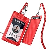 Carbon Fiber ID Badge Holder with Lanyard for Work