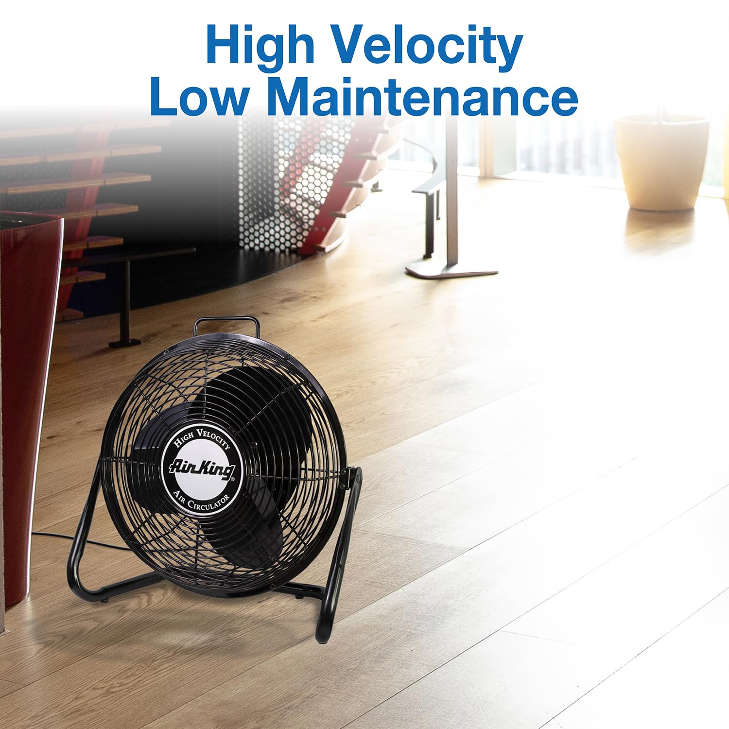 Air King 9212 12-Inch Industrial Grade High Velocity Pivoting Floor Fan , Black