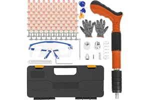 Concrete Nail Gun Kits with 100pcs Round Nails,5 Speed Adjustable Manual Steel Nail Gun Tool,Wall Fastening Power Tool, Porta