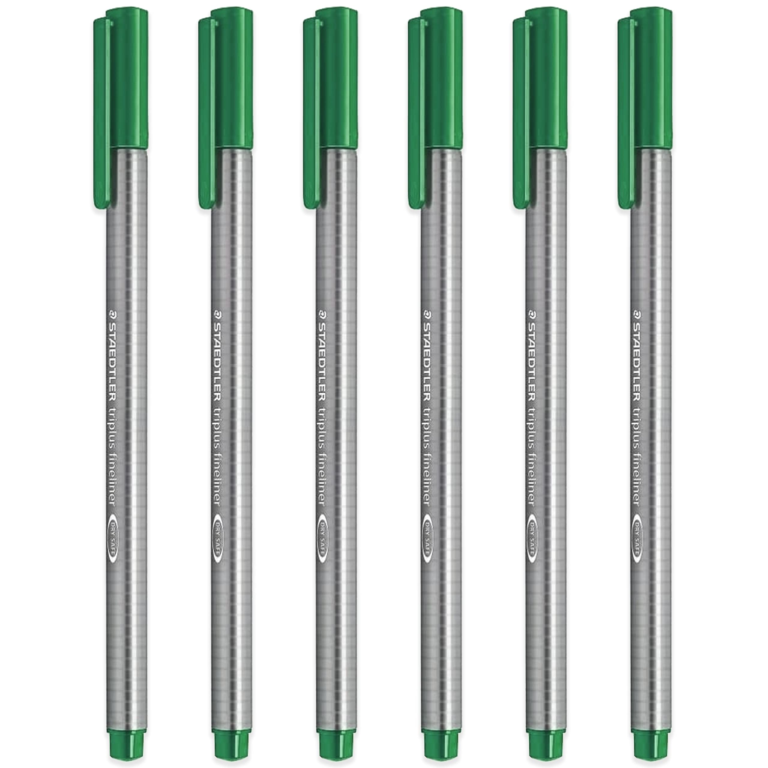 STAEDTLER 334 Triplus Fineliner Superfine Point Pens - 0.3mm - Green - Pack of 6