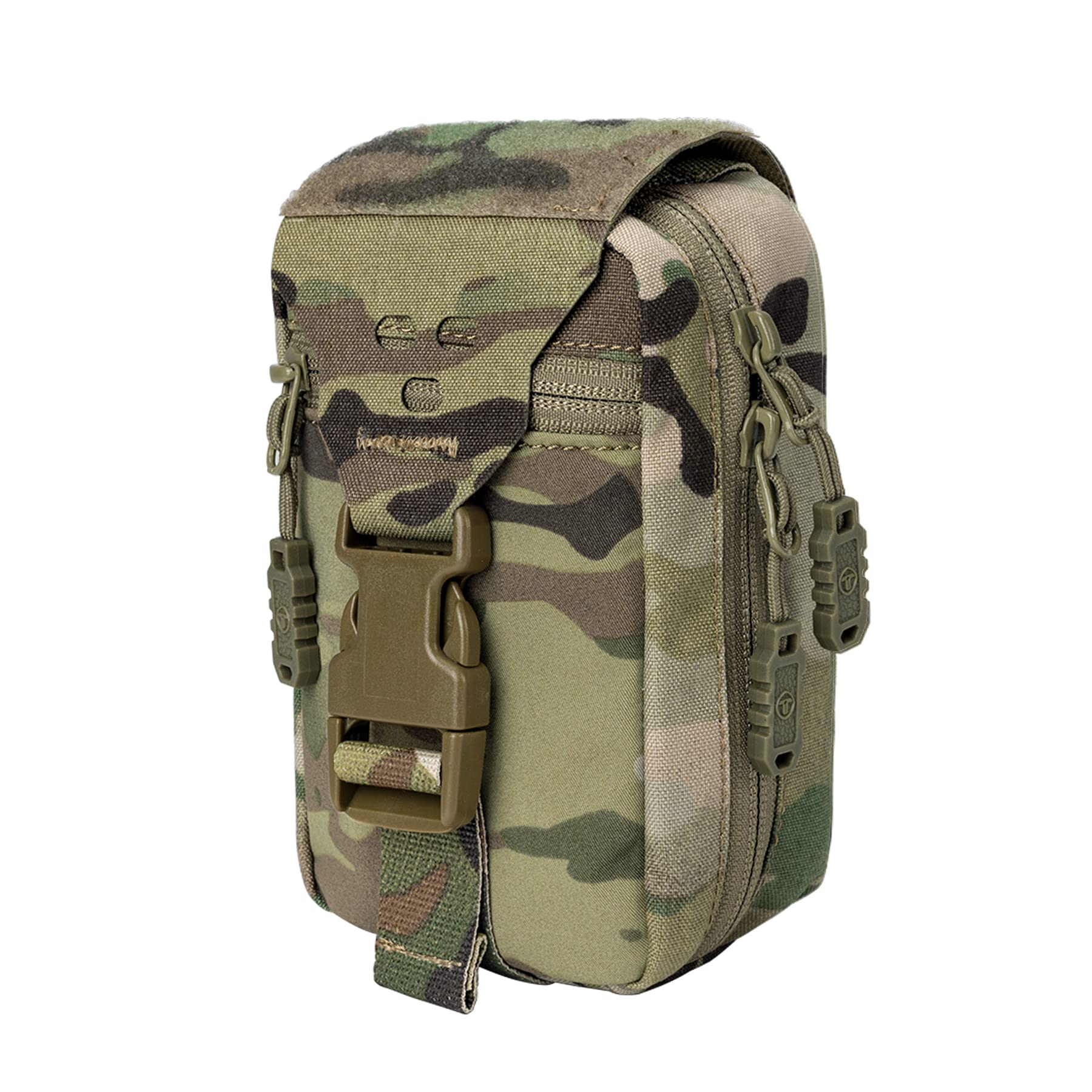 TOPTACPRO Small Tactical Medical Pouch Rip-Away MOLLE IFAK Pouch for Camping Hunting Traveling 500D Nylon (camo)