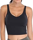 Oalka Sports Bra Womens Longline Padded Crop Tank
