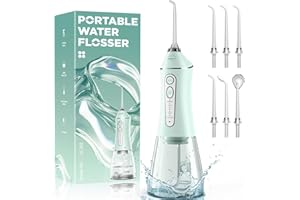 REURE Water Flosser for Teeth Cleaning and Flossing, 5 Modes Rechargeable Cordless Oral Irrigator 320ml Water Tank Teeth Cleaner, IPX7 Waterproof Portable Electric Dentel Flossers for Home and Travel,Green