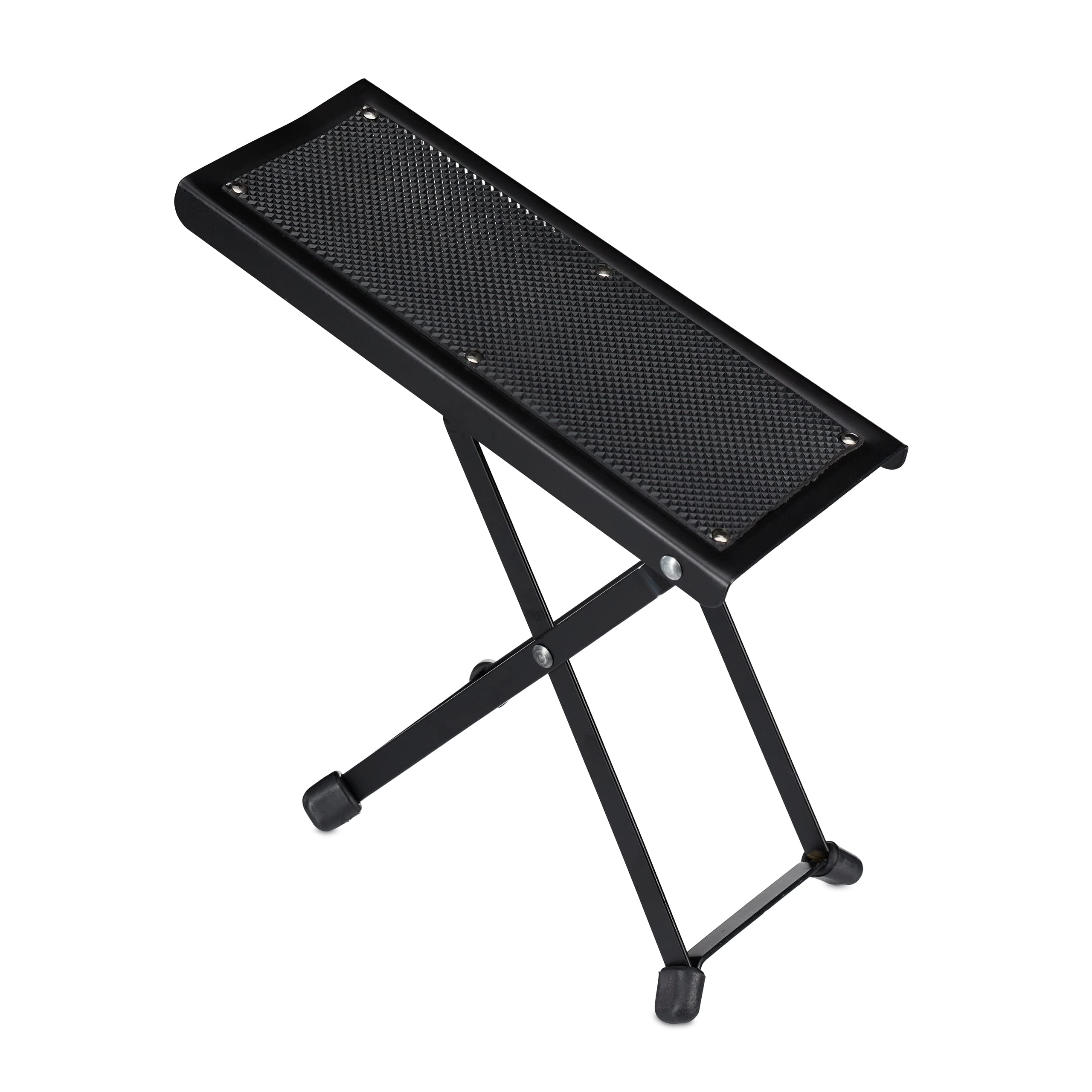 Relaxdays Guitar Foot Rest, Ergonomic Posture, No-Slip, Foldable, 4-Level Adjustable Footstool, Metal Stand, Black