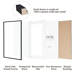 24x36 Black Picture Frame, Black Poster Frame