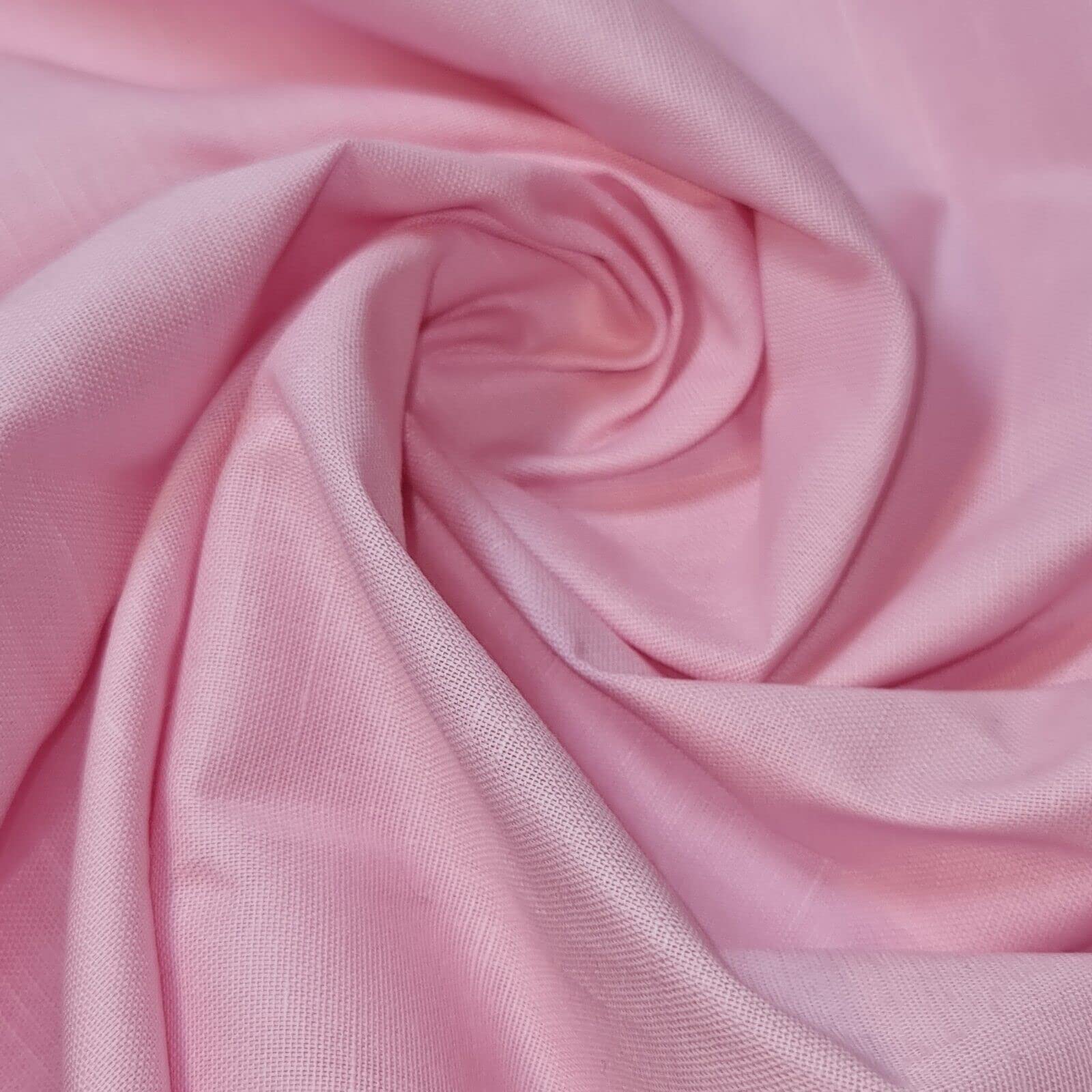 100% Cotton Rich Linen Poplin Dress Craft Fabric Material 58" - 150 cm Wide Sold As 1 Meter Pre - Cut Lengths (Available in 13 Colours) (Pink)