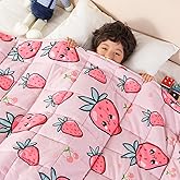 Sivio Weighted Blanket 3lbs, Small Cooling Heavy Blankets, Soft Breathable Weighted Throw Blanket for Sleep, Washable, 36"x48"-3lb, Pink Strawberry