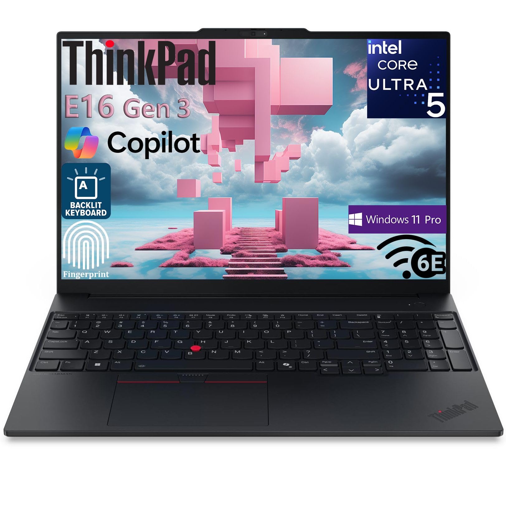 Lenovo ThinkPad E16 Gen 3 Laptop Computer for Business, Intel 14-Core Ultra 5 225H, 16GB DDR5 RAM, 512GB PCIe SSD, 16" FHD+, WiFi 6E, BT 5.3, Backlit Keyboard, Fingerprint Reader, Windows 11 Pro Image