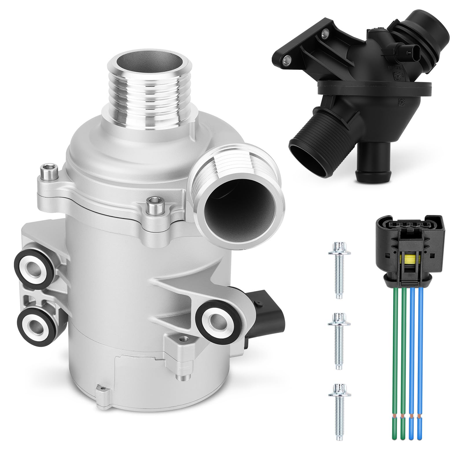 Photo 1 of 11517571508 Electric Engine Water Pump with 11538635689 Thermostat Compatible with BMW F22 F30 F34 F32 F10 F11 F25 E84 E89, 220i 320i 420i 520i Z4 X1 X3 2011-2017, N20B20 2.0L L4, Replace# 11517597715