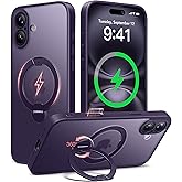 Dibrell Upgraded Magnetic for iPhone 16 Case,[Unbreakable & Magnetic Stand] [Military-Grade Protection] [Phone Case Compatible with MagSafe] Slim Translucent Matte Shockproof Phone Cover,Deep Purple