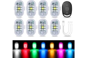 LECART 8 Pcs Remote Control Strobe Lights Wireless Led Anti Collision Lights Rechargeable High Brightness LED Light for Car Drone Bike Motorcycle Safety Flashing Light