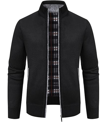 Mylldey Mens Casual Full Zip Cardigan Sweaters Cable Knit Jacket
