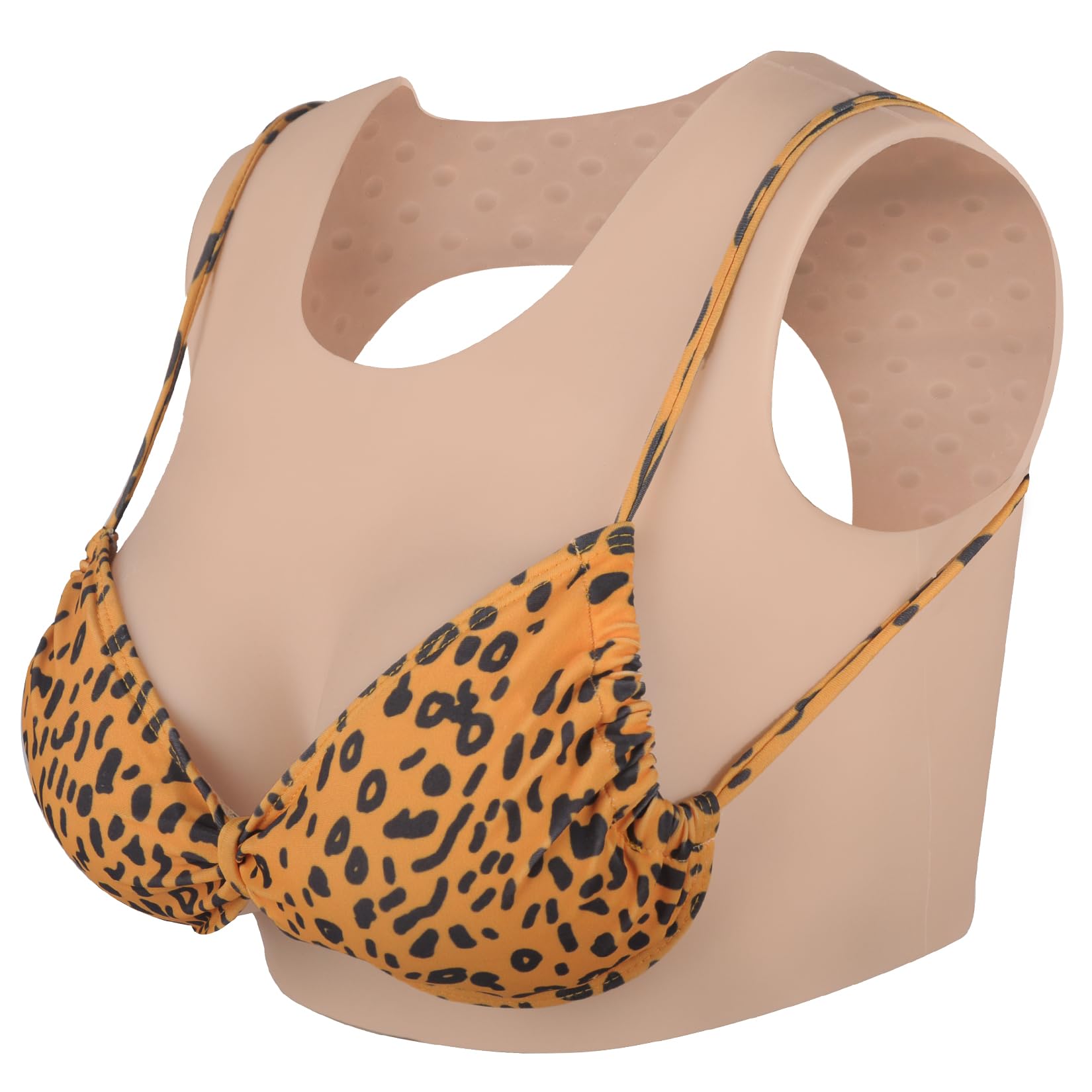 YEEFAIRY Silicone Crossdresser Breastplate Vest Realistic Prosthetic Artificial Breast Forms Tank Top for Transgender Cosplay Drag Show MTF Transition (A Cup with Gel Filler - Beige)