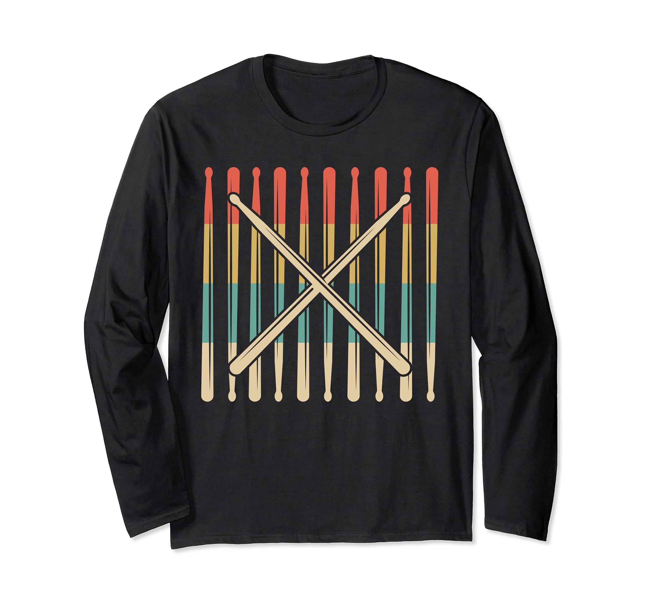 Retro Drumsticks Drums Player Percussion Drummer Drums Long Sleeve T-Shirt